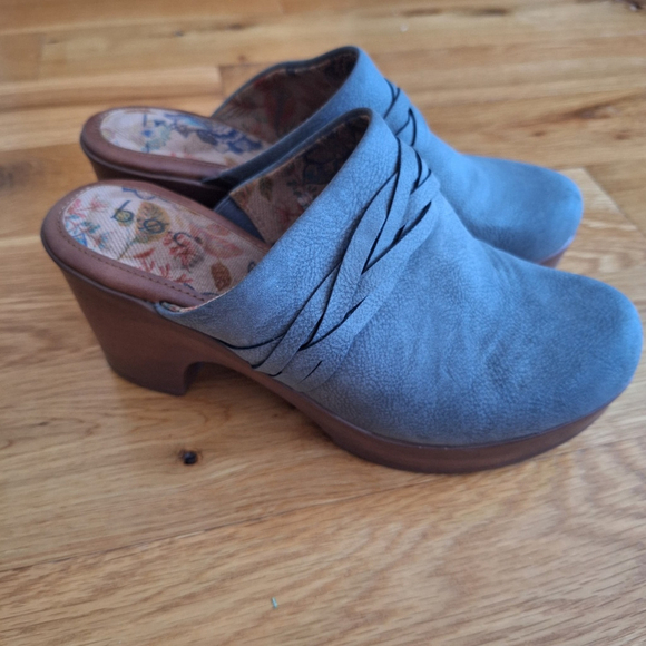 BOC BORN CONCEPT Clogs Womens Sz 8M Gray Faux Suede Block Heel Shoes Western - Picture 5 of 10